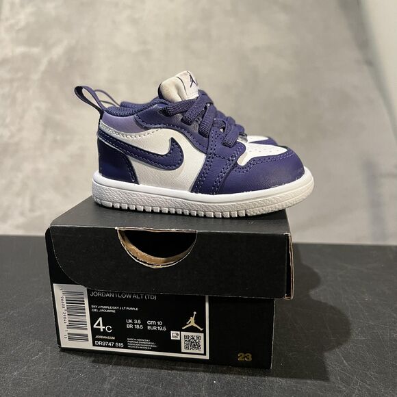 Jordan 1 Low ALT Shoes Toddler Size 4C Purple White DR9747-515 Baby Sneakers - Picture 1 of 10